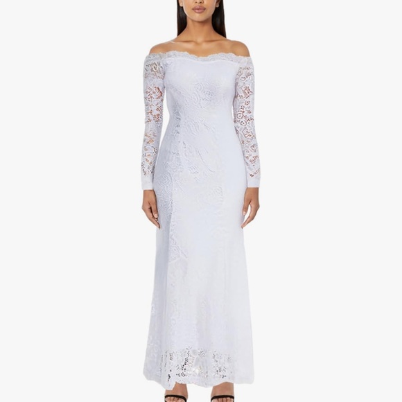 Elegant White Lace Off-Shoulder wedding Dress